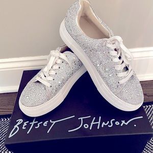 BETSEY JOHNSON RHINESTONE SNEAKERS SZ 8.5 worn 1x